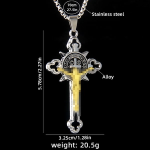Collana con ciondolo a croce vintage in acciaio inossidabile oro e argento con catena 70cm