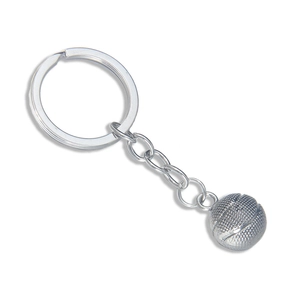 Silver retro basketball keychain with solid 3D ball pendant for bag and keys decoration