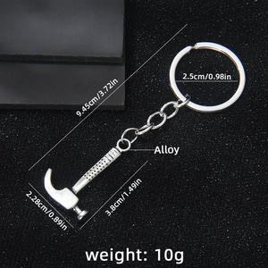 Porte-clés marteau en alliage couleur argent antique avec détails de mesure précis