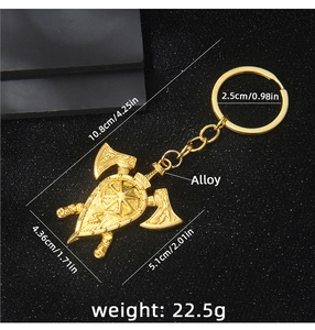 Vue détaillée du porte-clés hache viking avec symbole slave de la roue solaire