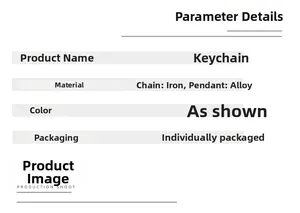 Detailed table of specifications for dragon axe keychain with alloy and iron materials