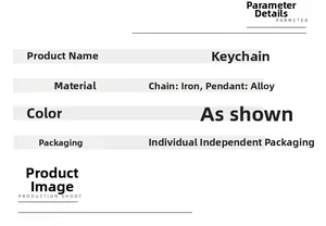 Detailed specifications chart for the vintage airplane keychain made of iron and alloy