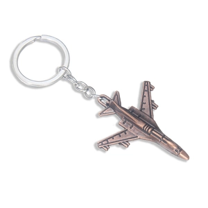 Vintage bronze fighter jet keychain with detailed zinc alloy metal airplane pendant