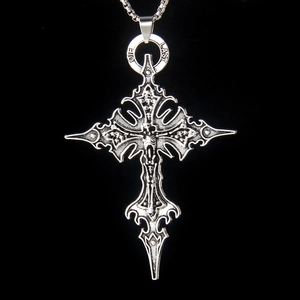 Collier Pendentif Croix Crâne Gothique Vintage pour Hommes Chaîne Vénitienne Acier Inoxydable Alliage Punk Bijoux Hip Hop