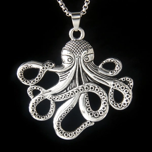 Collier Pendentif Poulpe en Acier Inoxydable Vintage pour Hommes Femmes Bijoux Punk Animaux en Alliage de Mode