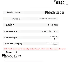 Liste de spécifications pour le collier pendentif étoile de mer géante en acier inoxydable