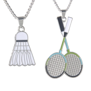 Minimalistische Badminton-Halsketten aus Edelstahl für Paare mit Sportanhänger