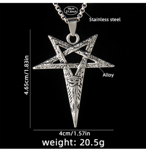Detailed specs of Viking pentagram necklace with Eye of Horus pendant and dimensions