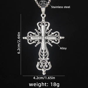 Cross pendant necklace with 70cm stainless steel chain and 6.2cm alloy cross