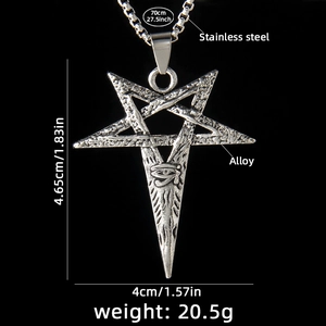 Viking pentagram necklace with Eye of Horus pendant on stainless steel chain