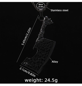 Detailed specs of punk style meat cleaver pendant with 60cm stainless steel chain