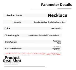 Detailed size and material chart for stainless steel submachine gun pendant necklace