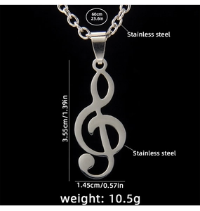 Spécifications détaillées de taille pour le collier pendentif clé de sol en acier