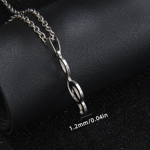 Collier avec pendentif note de musique en acier inoxydable argenté de 1,2mm d'épaisseur