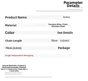 Size specifications of dragon necklace with 70cm stainless steel chain and alloy pendant
