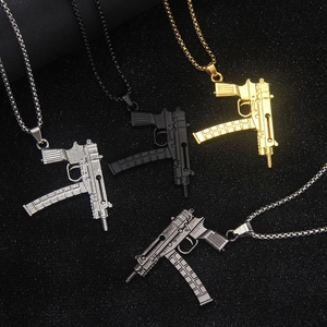 Hip Hop Edelstahl Maschinenpistole Anhänger Halskette Für Herren Damen Punk Street Style Legierung Modell Waffe Schmuck Geschenk