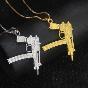 Hip-Hop-Maschinenpistolen-Halsketten in Gold und Silber mit glänzendem Metall-Finish