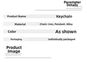 Detailed parameter table for keychains with iron chains and alloy cross heart pendants
