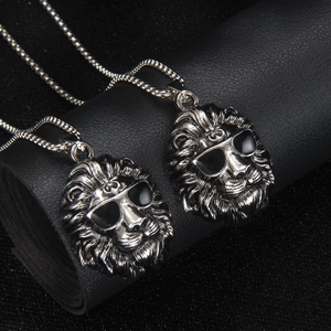 Collana Con Ciondolo a Testa di Leone Con Occhiali da Sole Hip Hop Punk Catena in Acciaio Inossidabile Gioielli da Uomo Donna