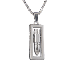 Collier pour homme en acier inoxydable avec pendentif balle rotatif et chaîne box
