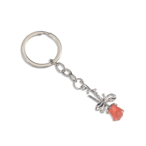 Chic pink resin rose keychain with silver alloy chain and bow pendant for bags