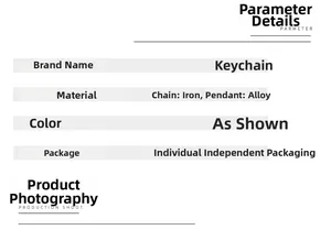 Detailed specification sheet for metal crab keychain with alloy pendant and iron chain