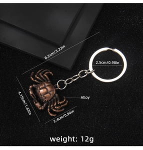 Detailed size specifications and weight for antique bronze crab shaped alloy keychain