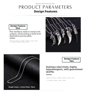 Detailed close-up of 2.5mm stainless steel chain and gothic death scythe pendant set