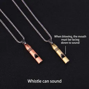 Pendentif sifflet vintage en bronze et cuivre avec chaîne en argent pour homme femme
