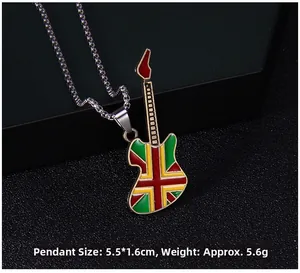 Guitar pendant dimensions 5.5x1.6cm with colorful enamel finish and chain detail
