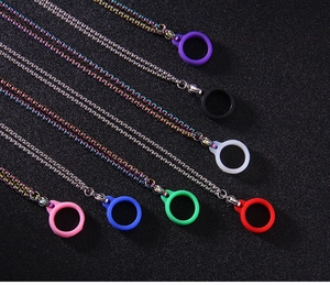 Universal silicone lanyard rings with colorful stainless steel chains for electronic devices