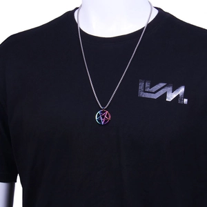 Rainbow gradient pentagram necklace featuring a star pendant on a silver bead chain