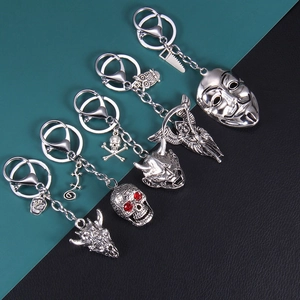 Vintage Gothic Punk Alloy Keychain For Men Women Skull Mask Grim Reaper Pendant Metal Key Ring Hip Hop Fashion Jewelry Bag Charm