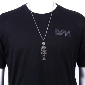 Collier avec pendentif robot squelette articulé style punk hip hop avec détail de cœur