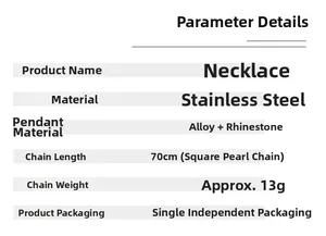 Detailed specifications of 70cm stainless steel panda necklace with rhinestone pendant