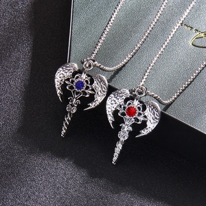 Vintage Punk Angel Wings Cross Pendant Necklace Stainless Steel Chain Alloy Rhinestone Gothic Jewelry Accessory For Men Women