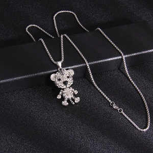 Collier Pendentif Tigre en Acier Inoxydable Hip Hop Dessin Animé Incrusté de Strass Bijoux de Mode pour Hommes Femmes