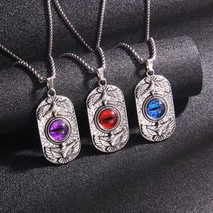 Vintage Stainless Steel Alloy Eagle Evil Eye Pendant Necklace Gothic Punk Hip Hop Distressed Metal Box Chain Jewelry