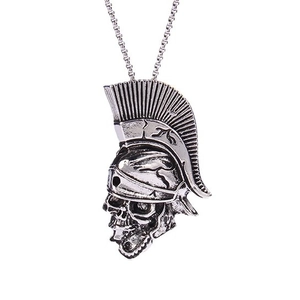 Pendentif crâne de spartiate rétro avec chaîne en acier inoxydable style hip hop