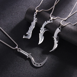 Punk Gothic Edelstahl Legierung Anhänger Halskette Für Herren Damen Individuelle Bajonett Sichel Machete Klinge Flaschenöffner Schmuck Geschenk