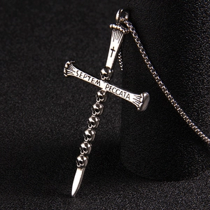 Gotische Totenkopf Kreuz Anhänger Halskette Für Herren Damen Edelstahl Legierung Sieben Todsünden Retro Punk Hip Hop Schmuck