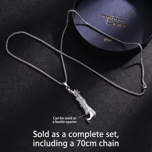 Punk Edelstahlkette mit 70cm Kette und Freiheitsstatue-Flaschenöffner-Anhänger