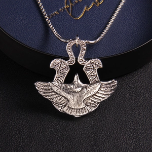 Vintage stainless steel eagle pendant necklace with detailed wings and blackened finish