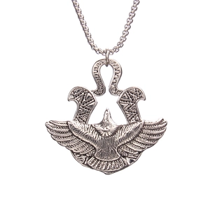 Vintage stainless steel eagle pendant necklace featuring intricate wings and ethnic textures