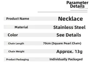 Specifications of the retro anchor stainless steel necklace with 70cm square pearl chain