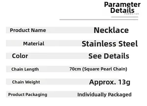 Specifications of 70cm stainless steel dragon pendant necklace with 13g weight details