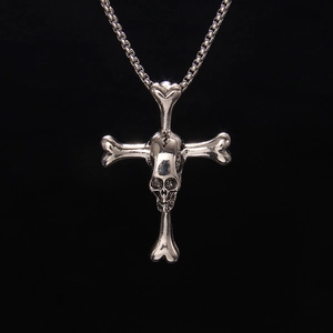 Collana con Pendente a Croce con Teschio Gotico Catena in Acciaio Inossidabile Lega Invecchiata Gioielli Hip Hop Punk Rock Uomo