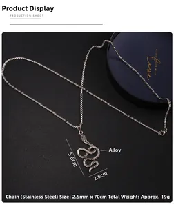 Détails du collier serpent avec pendentif en alliage et chaîne en acier inoxydable de 70cm