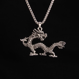Vintage Chinese Style Dragon Pendant Necklace Stainless Steel Alloy Jewelry Retro Ethnic Necklaces For Men Women Gift