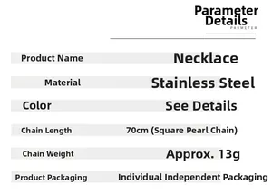 Detailed technical specifications for stainless steel square pearl chain necklace